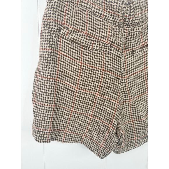 Free People Houndstooth Linen High Rise Shorts Size 2 Tan Brown - Picture 8 of 9